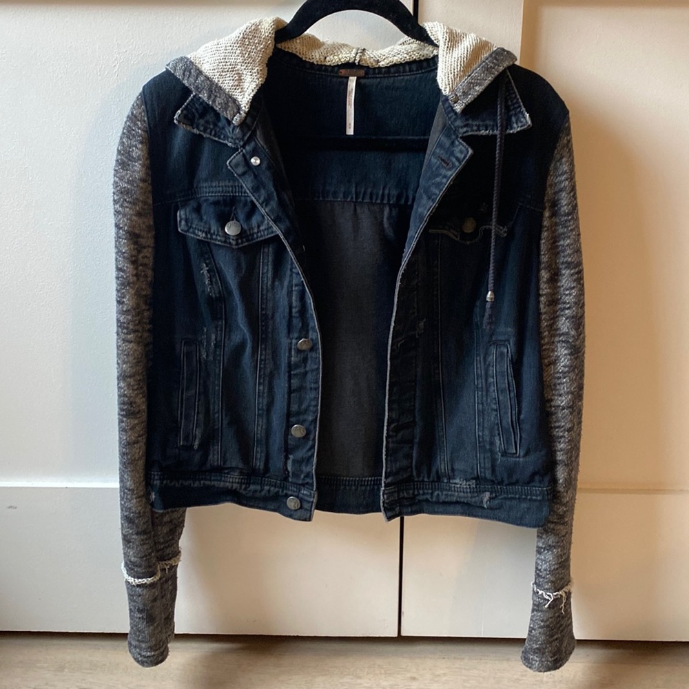 Free people gray/black denim jacket Size M